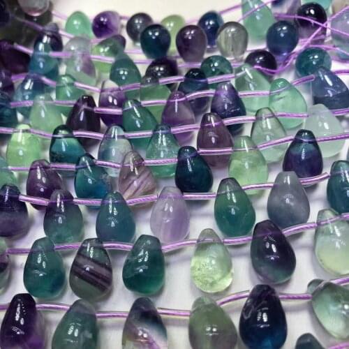 Loose beads multicolorFluorite drop side hole for DIY jewelry nature 14inch