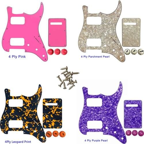 Guitar Parts - For US 11 Screw Hole Standard Strat ST HH Humbucker Guitar Pickguard & Back Plate & Control Knob