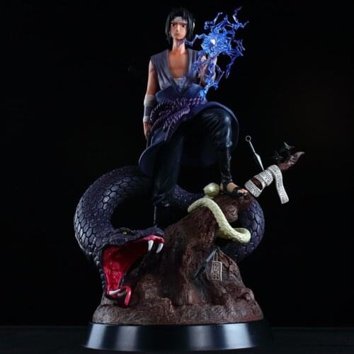 Sasuke Snake Statue PVC Action Figures Toys 320mm Anime Uchiha Sasuke Head Changing Figurine Model Toy