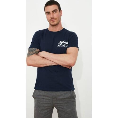 Navy blue Male Basic Slim Fit T-ShirT Comfortable DAILY Use Flexible Modern Fashion