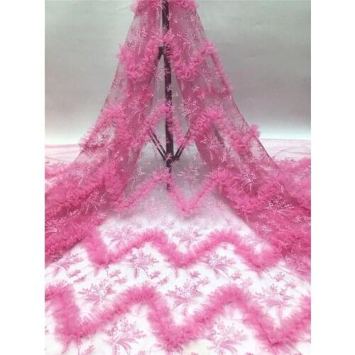 Hot sale high quality French tulle lace fashion 3D flower embroidery African style lace fabric Nigeria style lace dress