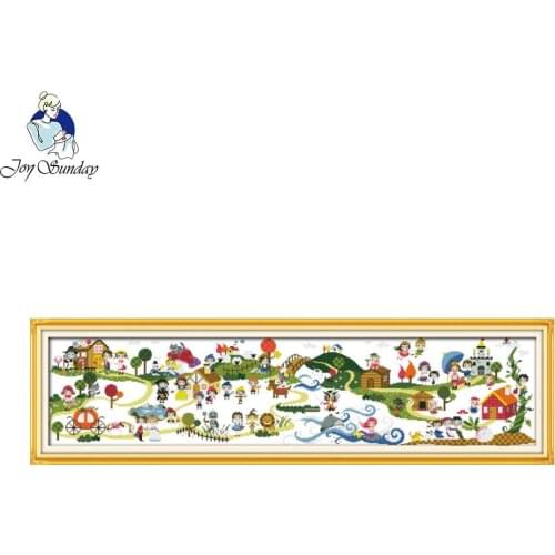 Joy Sunday Childrens playground 11CT 14CT Counted Cross Stitch DIY Chinese Cotton Cross-stitch Kit Embroidery Needlework
