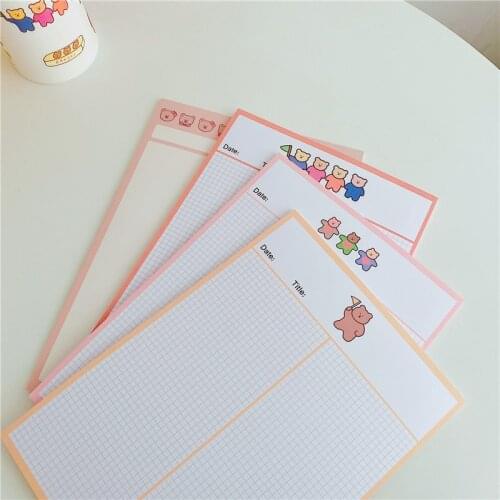 Korean Ins Cartoon Cute colorful Bear B5 Notebook 30 Sheets Kawaii Student Learning Notes Paper diary Hand Account Stationery