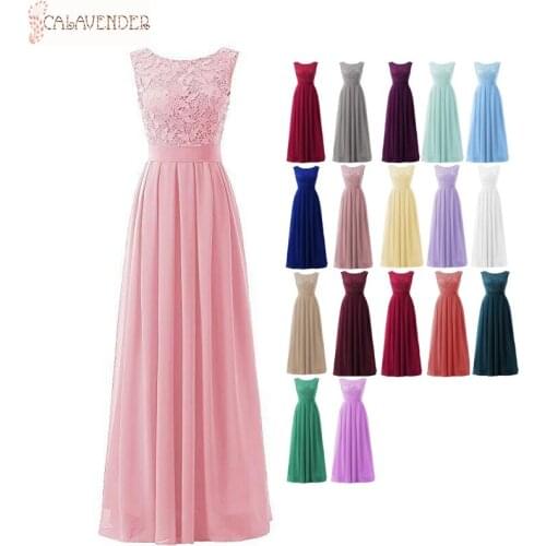 Lace Chiffon Peach Bridesmaid Dresses Floor Length A-Line Maid of Honor Dresses Bodice Wedding Party Dresses robe femme
