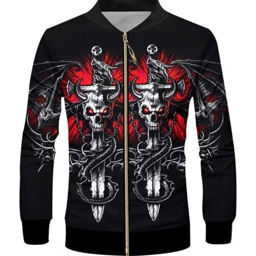 OGKB Man Hiphop Streetwear Basic Jackets Casual Zip Cardigan Outwears Mens Cool Print Key Chain Skull 3D Zip Jacket Cat Coat 6XL