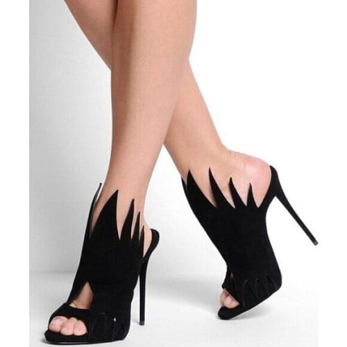 Summer Designer Blue Leaf Patent Leather Sandals Covered Stiletto Heel High-Heel Winged Sandal Women Size 10 Dress shoes wo