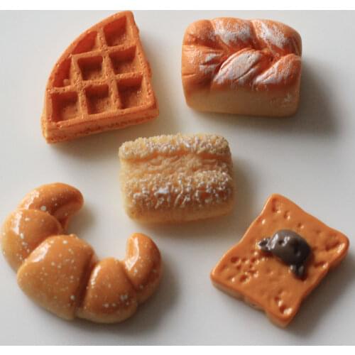 Cute New Croissant Bread Resin Miniature Food Art Cabochons Flatback DIY Craft scrapbooking