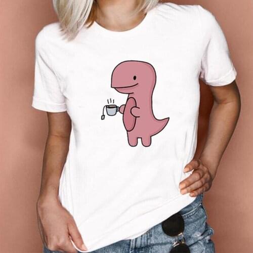 Fashion Summer Tee Shirt Femme Dinosaur Animal Sweet Print T Shirt Women Tops Casual Short Sleeve Funny Tshirt Camiseta Mujer