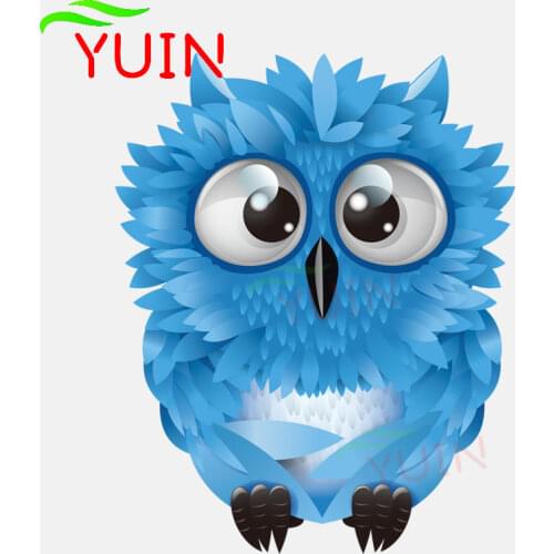 Fashion Cartoon Car Sticker Blue Cute Big-eyed Owl Animal Decal PVC Decoration Accessories High Quality Waterproof Decals16*13cm