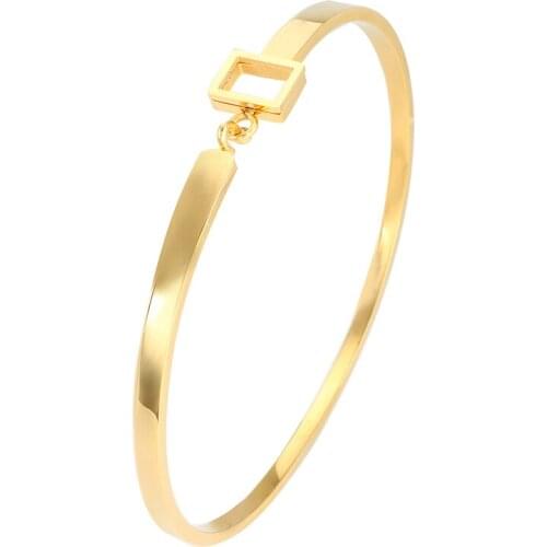 Fashion 316L Stainless Steel Bangle for Woman Man European Simple Gold Plating Bracelet Female Wedding Party Jewellery Wristband