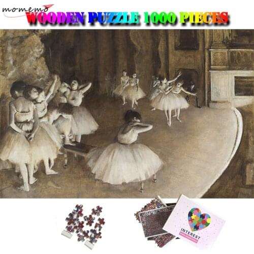 MOMEMO Ballet Rehearsal on Stage Adults 1000 Pieces Jigsaw Puzzle Wooden World Famous Painting Puzzle 1000 Pieces Puzzles Toys