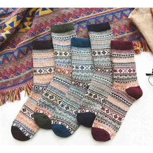 Men Winter Wool Warm Man Small Diamond Pattern Thick Socks