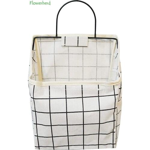 Wall Hanging Storage Bag Waterproof Over Door Closet Organizer Pocket Linen Cotton Organizer Box Containers for Bedroom Bathroom