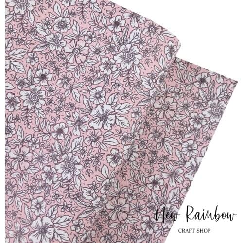New Rainbow Ditsy Style Vintage Light Pink Floral Faux Leather Perfect For Bows, Earrings, DIY Crafts, Accessories, Home