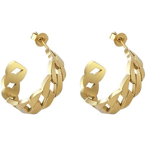 Top Quality Unique Design Wrench Head Connection Pattern Stainless Steel Stud Earring For Woman Gold Color Earring Wholesal