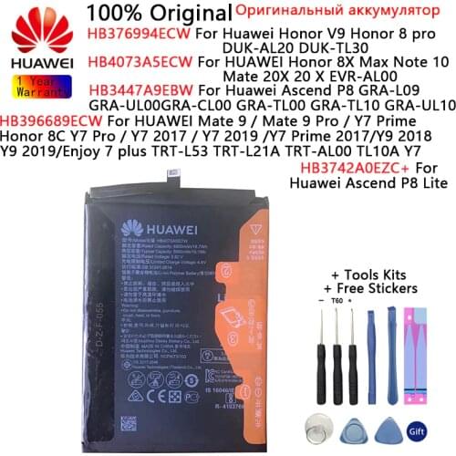 Huawei Orginal Battery For Huawei Honor V9 8X Max/8C/8 Y7 Pro Note 10 Ascend P8/P8 Lite Mate 9 20X 20 X/9 Pro/Y7 Prime
