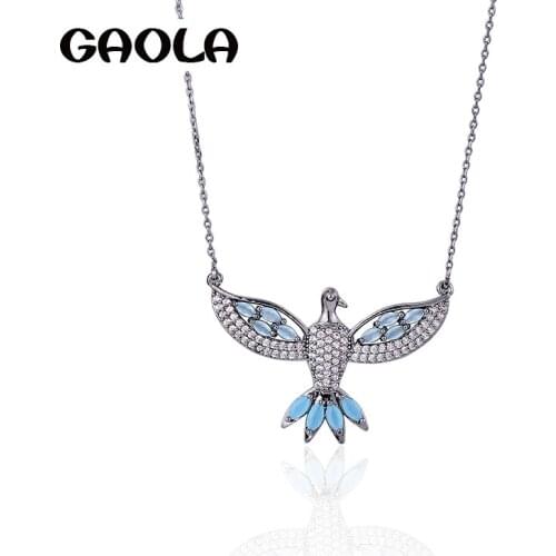 GAOLA Lovely Eagle White Gold Color Necklaces Jewelry AAA Cubic Zirconia Statement Necklace GLD1125