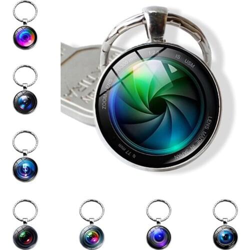 Popular SLR camera lens time gem keychain pendant creative personality metal key ring jewelry gift between photographer friends