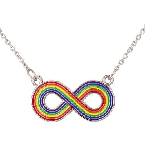 Rainbow Gay Pride LGBT Infinity Necklace Pendant Gift For Men/Women