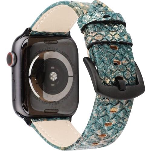 Snake Textur Leather Watchbands For Apple Watch Band 38mm 40mm 42mm 44mm Bracelet Leather iWatch Series 2 3 4 5 6 SE Strap