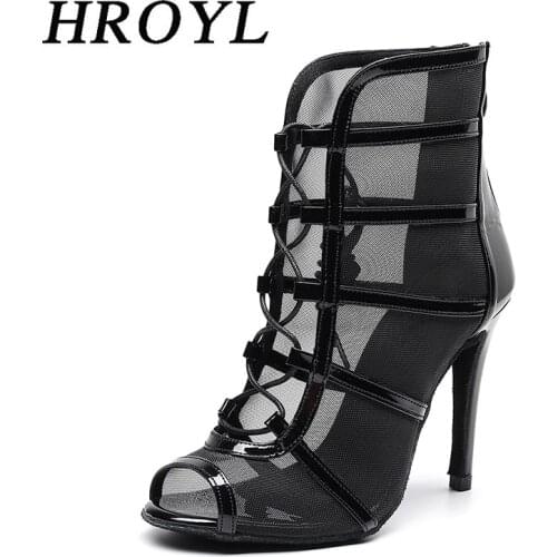 Women Latin Dance Boots High Heels Girls Salsa Ballroom Dancing Shoes Soft Sole High Top Dancing Boots Competition Practice