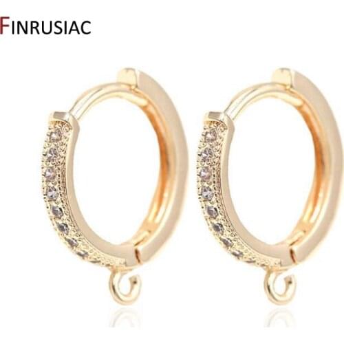 Earring Making Supplies 14k Gold Plated Inlaid Zircon Hoop Earrings Hooks Earring Clasps Accessories Handmade DIY Jewellery