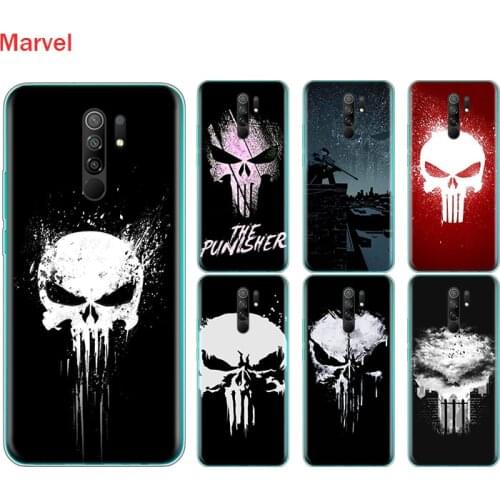 Silicone Cover Marvel Punisher Skull For Xiaomi Redmi Note 10 10S 9 9S Pro Max 9T 8T 8 7 6 5 Pro 5A Phone Case