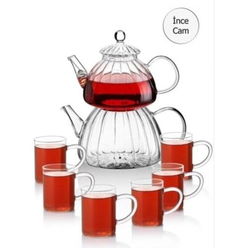 Glass Teapot Heat Resistant Turkish Tea Teapot Large Glass Teapot Herbal Tea Depa mliği Five Tea British Tea Set 6 pcs Kui