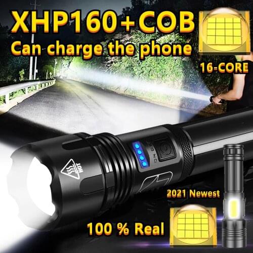 Super XHP160 16-core Powerful COB Led Flashlight torch USB Rechargeable Tactical flash light 18650 26650 Xhp70 Zoom lantern