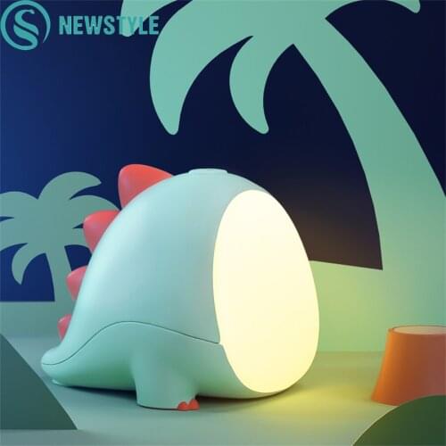 LED Night Light Dinosaur Cartoon Animal Bedroom Bedside Room Decor Light USB Rechargeable Timing Table Lamp Baby Kids Toys Gift