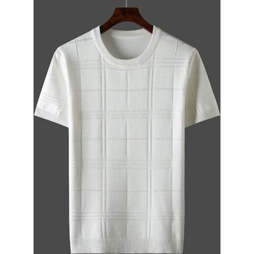 Camiseta de talla grande 7xl, camisetas holgadas de punto con cuello redondo a la moda para hombre S55 2021