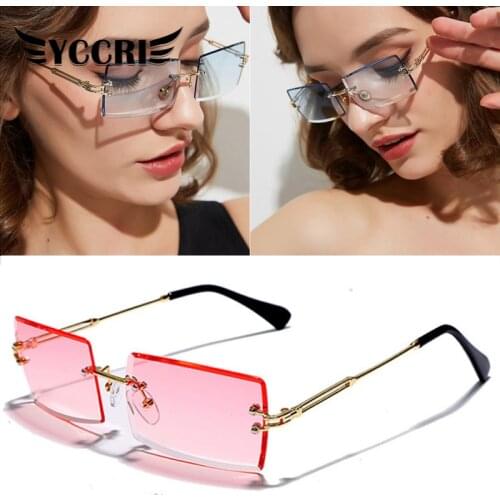 YCCRI 2020 New Rimless Sun Glasses Fashion Rectangle Gradient Sunglasses Women Luxury Sunglasses for Women Eyewear Women UV400