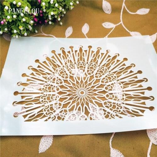 Fan mold shield DIY cake scrapbook stencils hollow Embellishments printing lace ruler Valentines Day