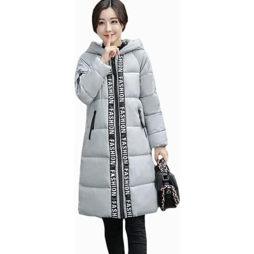 2018 WINTER FASHION LETTERS WOMEN JACKET MID-LENGTH WARM PARKA THICKEN HOODED COTTON FILLER OVERCOAT JAQUETA FEMININA ZL893
