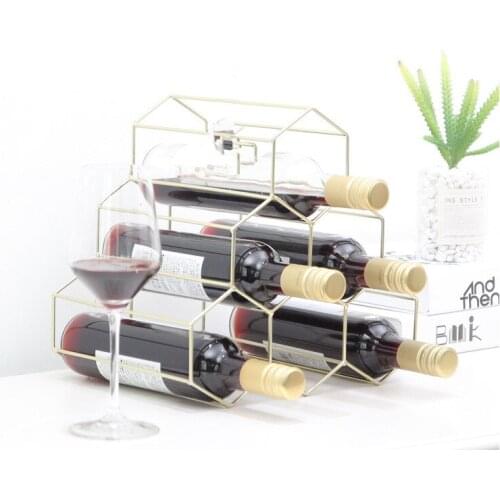 1PC Geometric Wine Rack Metal Simple Household Grape Wine Rack Restaurant Living Room Bar Wine Cabinet Wine Display JL 213