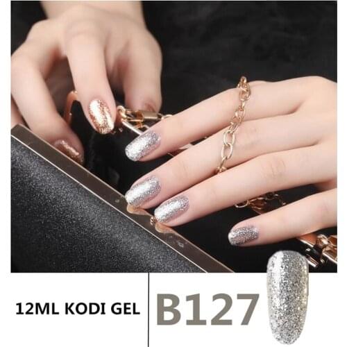 12ml Kodi Gel Glitter Silver Art Nail Polish Nail Varnish Shimmer Sequins Soak Off UV LED Lacquer