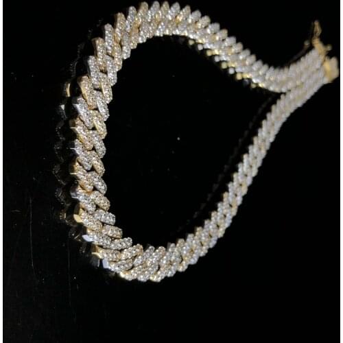 12mm two tone prong cuban link chain for gift