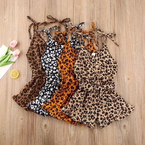 2020 Baby Summer Clothing Infant Girls Suspender Shorts Children Personalized Leopard Print Jumpsuit Sleeveless Strap Trousers