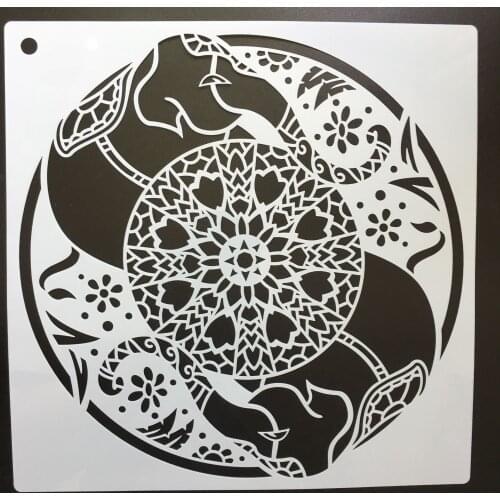 30 * 30cm size Elephant diy craft mandala mold for painting stencils stamped photo album embossed paper card on wood fabric wall
