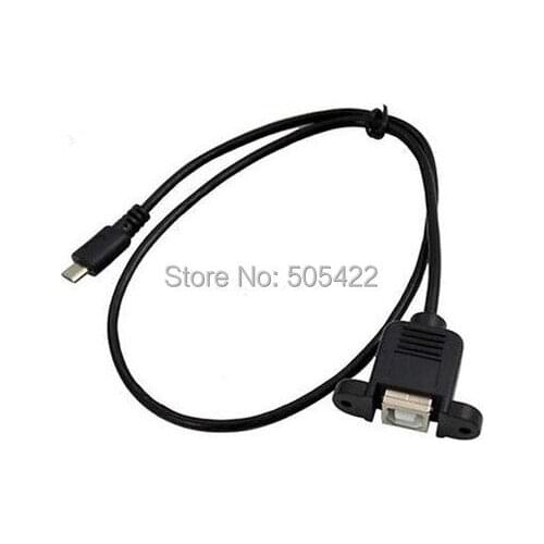 50cm USB 2.0 B Female socket Printer Panel Mount to USB Micro B 5 pin male cable