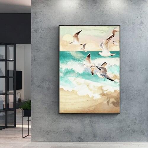 Abstract Birds Canvas Painting Red-crowned Crane Peacock Seagull Wall Art Luxurious Poster Print Classic Picture Room Home Decor