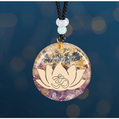 Amethystine Orgone Pendant Chakra Healing Energy Necklace Natural Crystal Resin Meditation Jewelry Gift Dropshipping