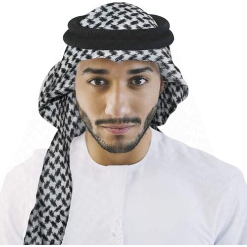 Arab Kafiya Keffiyeh Arabic Muslim Head Scarf for men with Aqel Rope