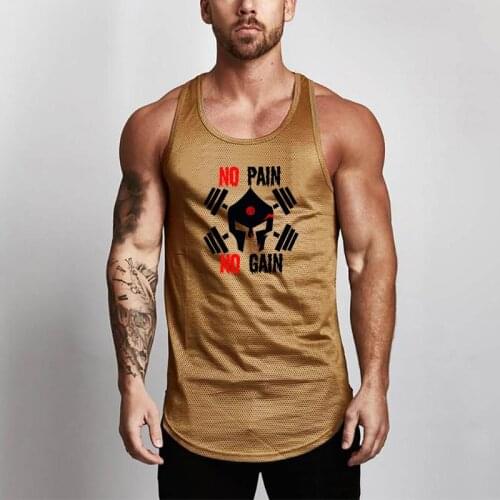 Brand Workout Casual Fashion Mesh Mens Tank Top Singlets Sleeveless Bodybuilding Gym Fitness Sports Vest Stringer Undershirt