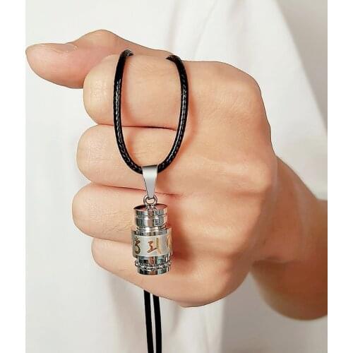 Buddhist Mantra Prayer Urn Necklace Stainless Steel Bottle Keepsake Memorial Ash Pendant Cremation Jewelry