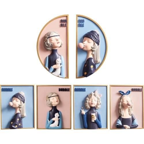 Girls 3D Resin Wall Art Sculpture Modern Wall Paintings Wall Artworks Pictures for Living Room Bedroom Home Bathroom Wall Decor