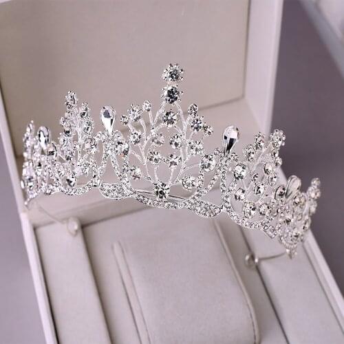 2021 New Baroque Vintage Black Rhinestone Tiara Bridal Wedding Dress Tiara