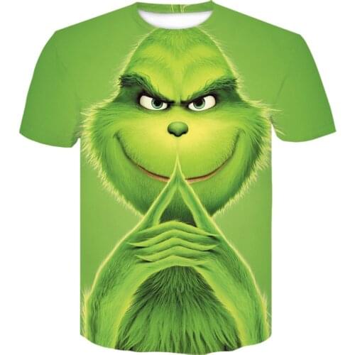 Hip Hop Cartoon Green Monster 3D T Shirt Kids Novelty Animal Tshirt Cute T-Shirts Children Clothing 2021 Men Women Casual Tops