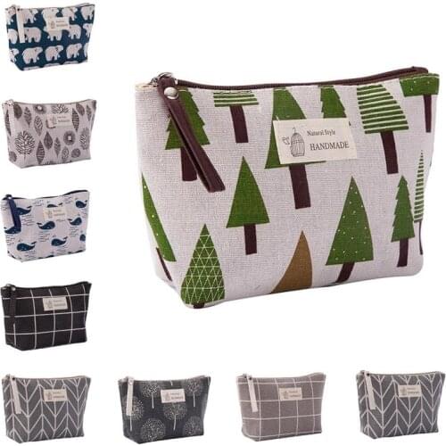 Printing Canvas Cosmetics Bag With Multicolor Pattern Women Makeup Bags Travel Toiletry Storage Bag Ladies Organizer Pouch