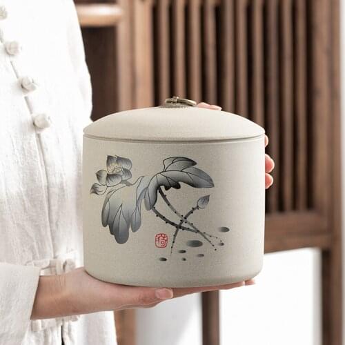 Large Capacity Ceramic Tea Caddy Sealed Tea Jar Porcelain Storage Container Tea Boxes Storage Tank Caja Para Te Teaware BC50CG